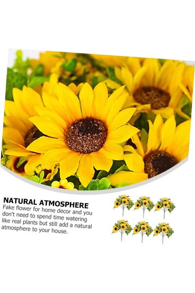 ALSHOP Yapay Ayçiçeği Demeti Dolu Dolu Aranjmanlı 7 Dallı 14 Çiçekli 42 Cm 1.kalite