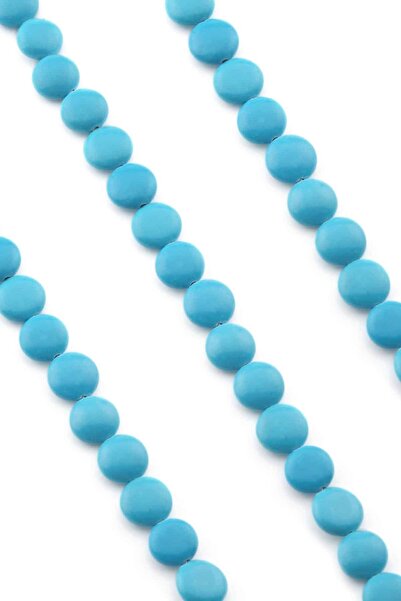 Uçar Doğaltaş حجر فيروزي طبيعي مصقول بقطع دائري لامع أزرق اللون 12 مم [B+]