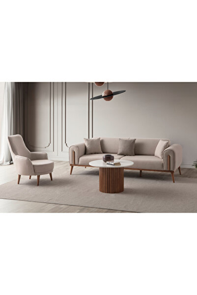 EDSY HOME Riva 3+3+1 Koltuk Takımı Sütlü Kahve