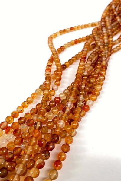 Hobigram Light Brown Natural Stone Agate 6 mm 1 Strand – Beads, Stylish Design, Women's Accessory – Beads – Beads