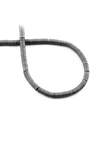 Uçar Doğaltaş Hematit Doğal Taş Mat Gri Rondela Kesim 4x1mm Dizi [AA]