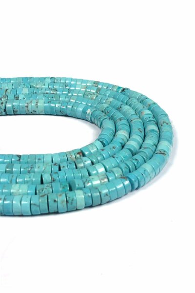 Uçar Doğaltaş Turkuaz Doğal Taş Parlak Mavi Dore Kesim 6x3mm Dizi [AA]