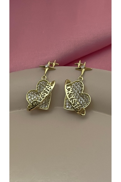 Opia JEWELRY - Lucky Star Model Zirkon Taşlı VIP Çelik Küpe (3cm)