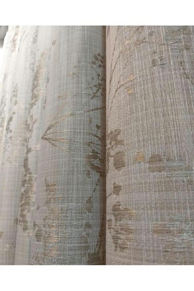 Karesi Yi̇ği̇t Curtain Beige Colour 1/3 Pile Tree Pattern Backdrop Curtain