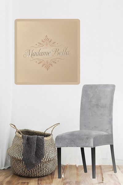 MADAME BELLA Γκρι μεταξωτό βελούδο ελαστικό κάλυμμα καρέκλας Κάλυμμα καρέκλας 1 τεμάχιο 45x45x60 σε μέγεθος
