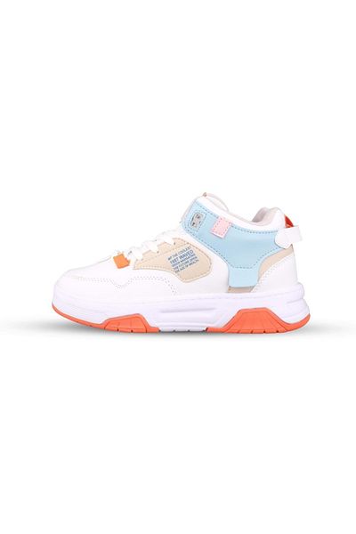 M.P. Women's Lace-Up White-Blue Sneakers
