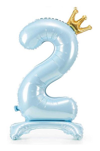 Patladı Gitti 2 Figures Baby Blue Color Footed and King Crown Foil Balloon 34 Inch 76 cm
