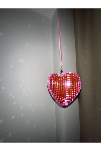 Genel Markalar 10 x 10 cm Kalp Şeklinde Disko Topu Dekorasyon Disco Heart Pem...