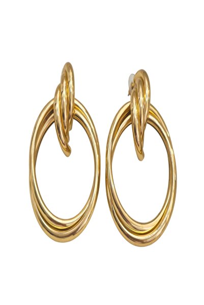 staınless steel Çelik Büyük Boy Küpe-gold