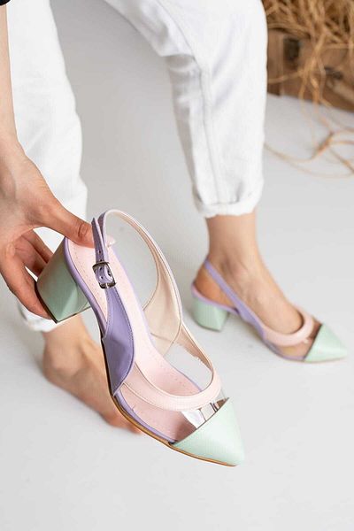Parparastil Sandale cu toc pentru femei, elegante și confortabile, cu toc verde