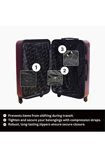 Giordano Logo Series Medium Suitcase Maroon, ABS HardShell Lightweight Durable Secure Number Lock.