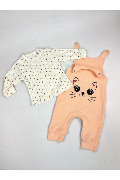 bebekyol Cat Printed Baby Girl Jumpsuit