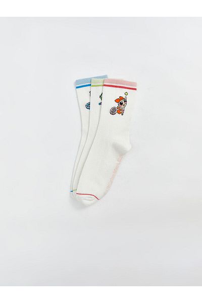LC Waikiki Pachet de 3 șosete pentru femei cu imprimeu LCWK Powerpuff Girls