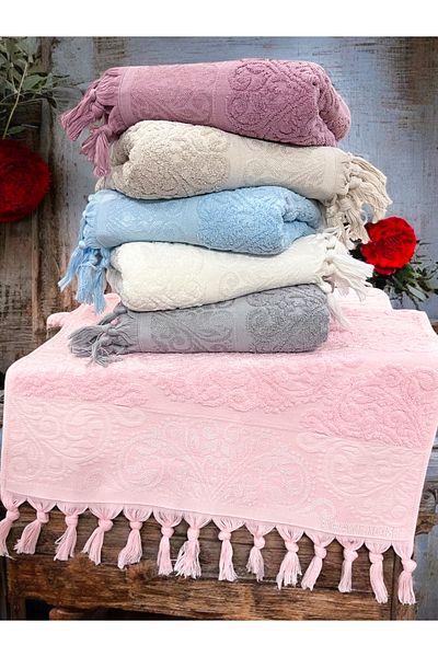 AYHANHOME 6 Li Laced Luxury Jacquard Dowry 50X90 Hand and Face Towel