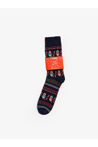 LC Waikiki Lcwk New Year's Themed Men's Socks 3-Piece