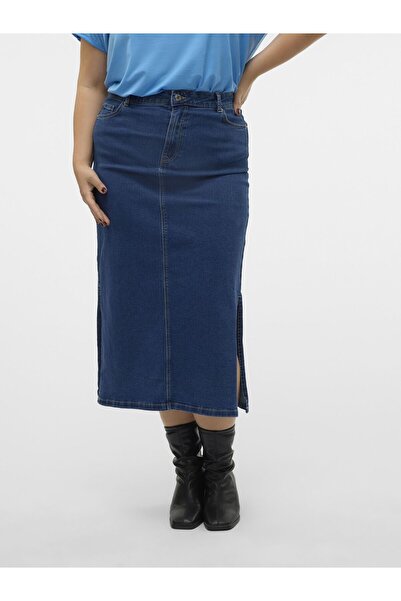 Veromoda Curve Jeansrock VMCSERENA Hohe Taille Langer Rock