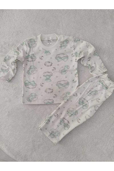 Store Green Teddy Bear Baby Pajamas Set Nightgown