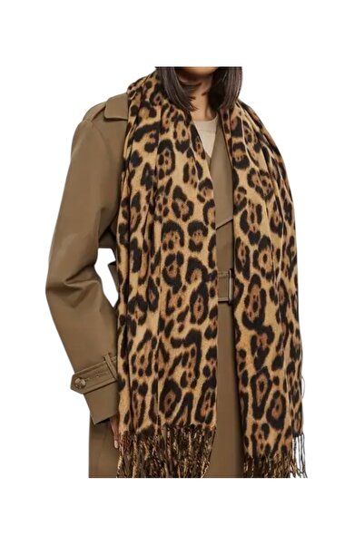 Batu Tasarım شال شتوي بنمط الفهد حريري وناعم من الكشمير