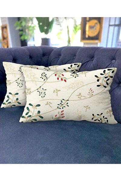 Ardizayn غطاء وسادة من القماش المخملي باللون البيج مكون من قطعتين - طباعة على...