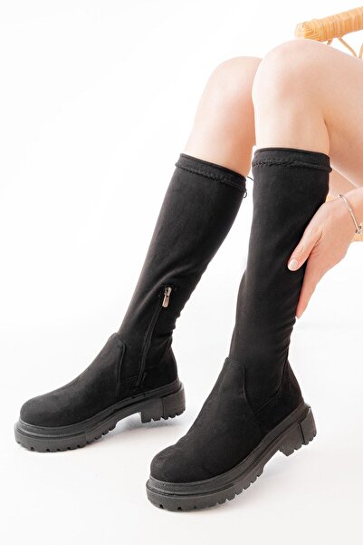 Aymood 812-2291 Чорні замшеві черевики на блискавці для щоденного носіння