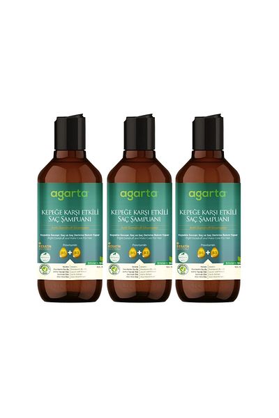 Agarta Natural Shampoo - Hair Effect Against Dandruff, 400ml X 3 Pieces