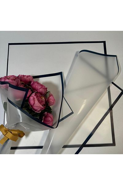 weloveis Navy Blue Floral Bouquet Paper - 55X55Cm, 20 Sheets, White Background and Packaging Material