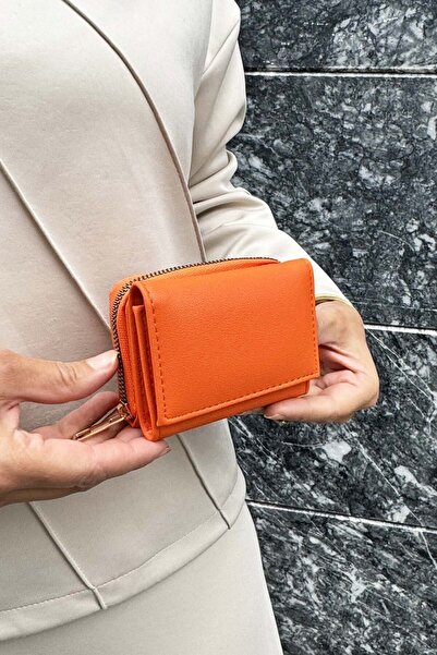 Lifonbag محفظة نسائية برتقالية متعددة الأقسام