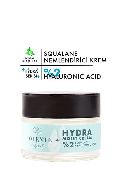 Polente Natural Hydra Moist Cream - 50 ml Moisturizing Cream Containing Hyaluronic Acid and Squalene