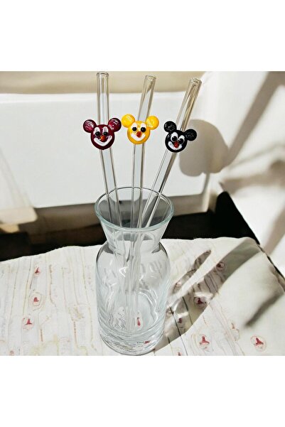 xarsber Mikimaus Figured Glass Straw Set of 3