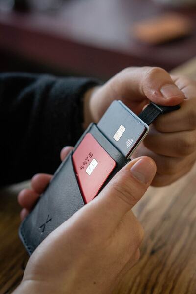 minimal X design Minimal X V2 Mekanizmalı Kartlık - Antrasit - Gerçek Deri & El Yapımı - Pratik Kolay Minimalist