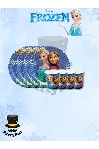 PartyPoo Frozen Elsa Frozen Themed Set of 16 Plates and Cups |   Birthday Party Ornament