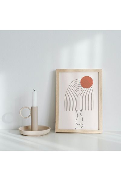 Hiruko Tasarım Atölyesi Ξύλινη γάτα Bohemian Painting Ριγέ Διακόσμηση Τοίχου Ζωγραφική Μίνιμαλ Σχέδιο Cat Love Series