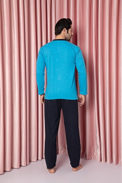 CALİA Σετ ανδρικών πιτζάμες με μακρυμάνικο νήμα Interlock Şardonlu 2 ΝΕΑ ΣΕΖΟΝ