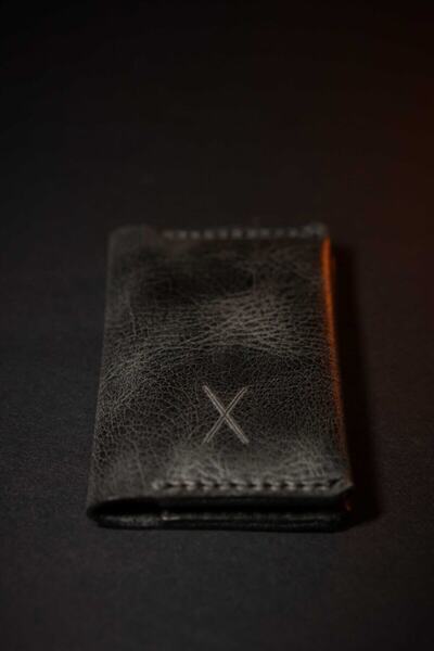 minimal X design Minimal X Fold Kartlık - Antrasit - Gerçek Deri & El Yapımı - Ince Hafif Şık Tasarım