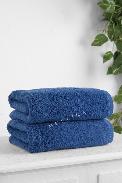 Meslina 50x90 Cm Prosop Sport Coafor Albastru - 2 Piese Prosoape pentru mana si fata, Laveta de uscare