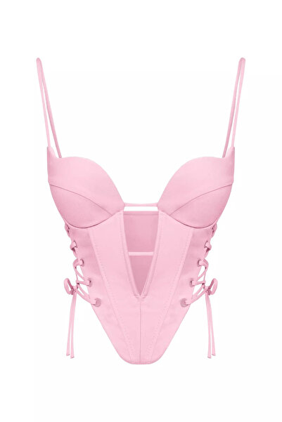 Keikei Pembe krep crop top