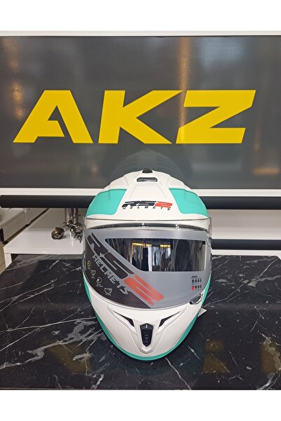 RS2 FULL FACE Motosiklet Kaskı | Ece Belgeli | Turkuaz-Beyaz