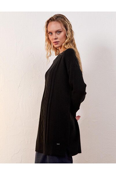 Kayra Sıfır Yaka Triko Tunik  Siyah