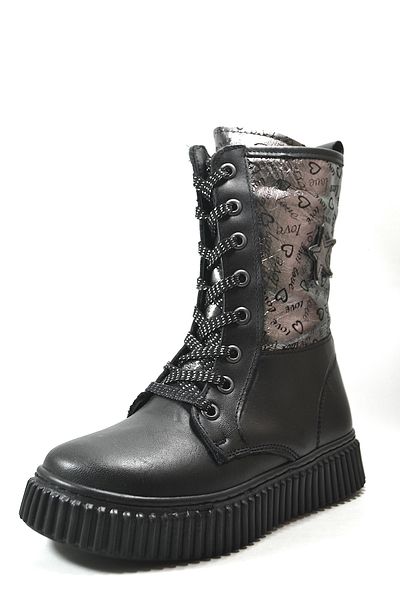 Onlo Ayakkabı Onlo Shoes OP.7629 Γνήσιο δέρμα μαύρο γούνινο φερμουάρ για κορίτσια