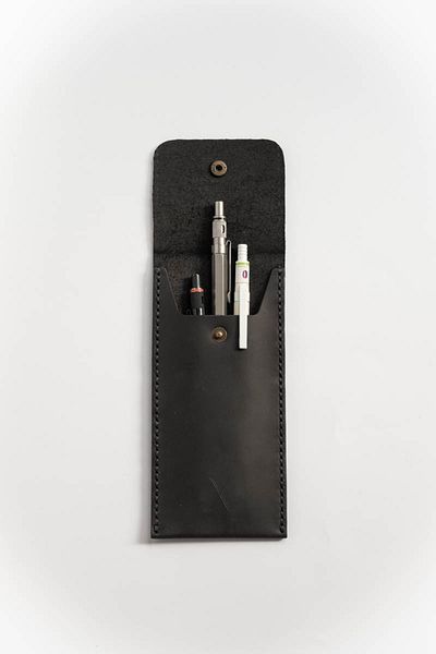 minimal X design Suport pentru stilou din piele Minimal X - Black Crazy - Piele reală și lucrat manual - Design minimalist