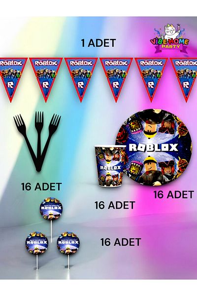 VibeHome Roblox Themed Eco Set for 16 - Birthday Party and Fun Events