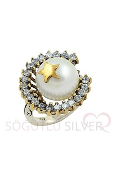 Söğütlü Silver Kadın Ayyıldız Otantik Taşlı Yüzük yüzük8446