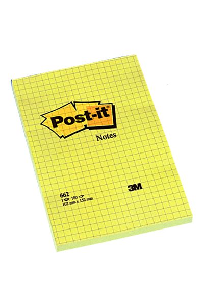 Post-it Adhesive Note Paper Large Size Checkered 100 Yp 102x152 Yellow 662