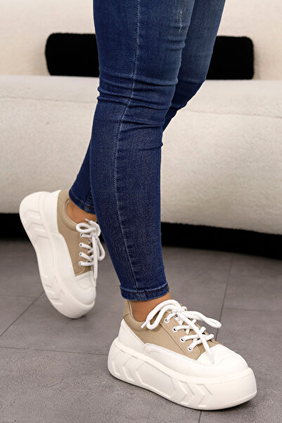 kajal ayakkabı DVMD 2304 Yüksek Tabanlı Bağcıklı Spor Ayakkabı