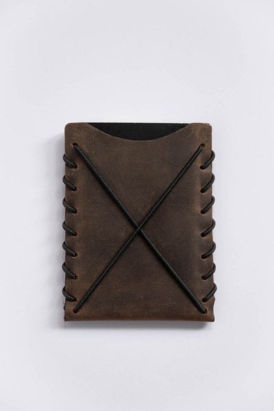 minimal X design Minimal X V1 - Chestnut Color Real Leather Card Holder, Simple and Stylish Flexible