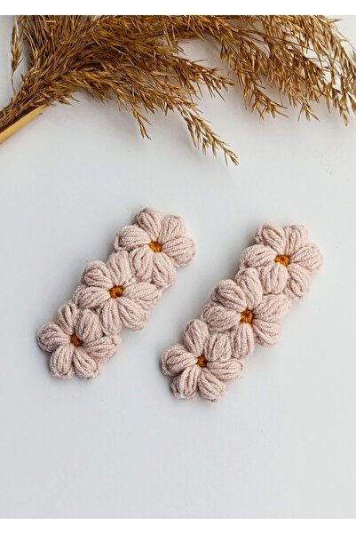 Masal Örgü Dünyası Sonbahar Temalı 3 lü Papatya  Harika Saç Aksesuarları Çıt Çıt Toka  (1 Çift)