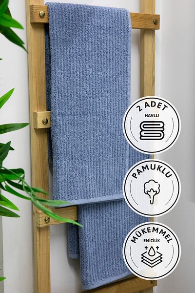 FAVORA Line Luxury Bumbac Pachet 2 Prosoape pentru mâini și față 50x90 - Indigo