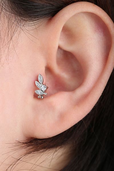 VLM AKSESUAR 6mm Surgical Stone Tragus Helix Steel Piercing