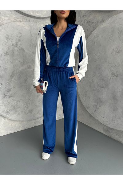 Club Floral Fashıon French Velvet Fabric Tracksuit Suit - Soft Textured Cool Comfort