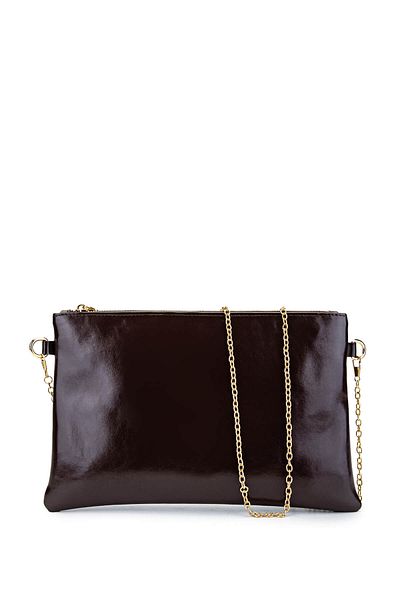 Tamer Tanca Women's Vegan Brown Patent Leather Handbag